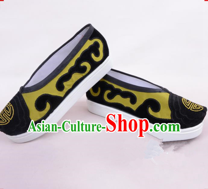 Traditional Beijing Opera Cloth Shoes Old Women Green Shoes, Ancient Chinese Peking Opera Pantaloonn Flange Shoes