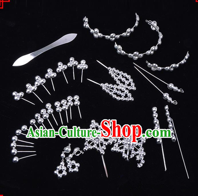 Traditional Beijing Opera Diva Hair Accessories Head Ornaments Complete Set, Ancient Chinese Peking Opera Hua Tan Hairpins Phoenix Step Shake Headwear