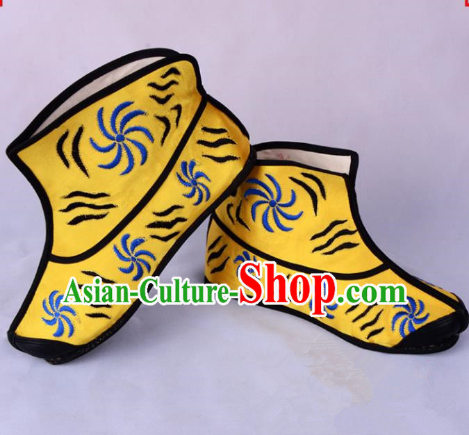 Traditional Beijing Opera Takefu Boots Handsome Monkey King Cloth Shoes, Ancient Chinese Peking Opera Wu-Sheng Boots