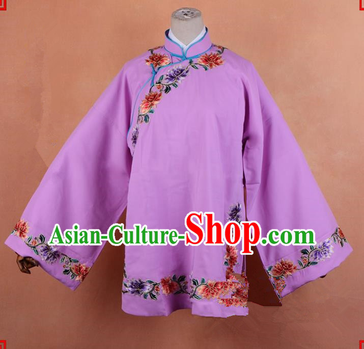 Top Grade Professional Beijing Old Women Costume Pantaloon Embroidered Pink Blouse, Traditional Ancient Chinese Peking Opera Matchmakers Embroidery Clothing