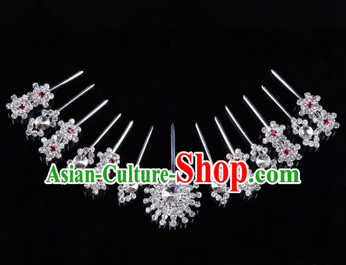 Traditional Beijing Opera Diva Hair Accessories Crystal Hairpins Head Ornaments Complete Set, Ancient Chinese Peking Opera Hua Tan Hair Stick Headwear