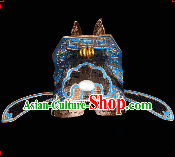 Traditional Beijing Opera Niche Hair Accessories Lang Scholar Hat, Ancient Chinese Peking Opera Emperor Son-in-law Hat Headwear