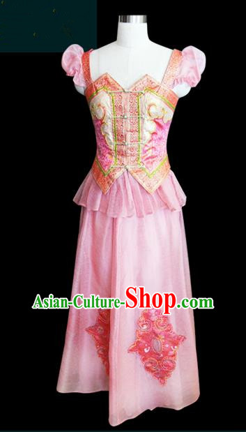 Traditional Chinese Mongol Nationality Dance Costume Palace Lady Pink Mongolian Robe, Chinese Mongolian Minority Nationality Princess Embroidery Wedding Costume for Women