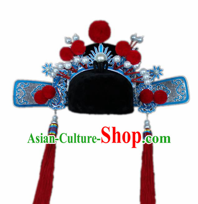 Traditional China Beijing Opera Princess Husband Hats, Chinese Peking Opera General Headwear