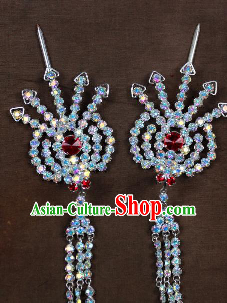 Traditional China Beijing Opera Actress Hair Accessories Hairpins, Chinese Peking Opera Diva Phoenix Step Shake Headwear