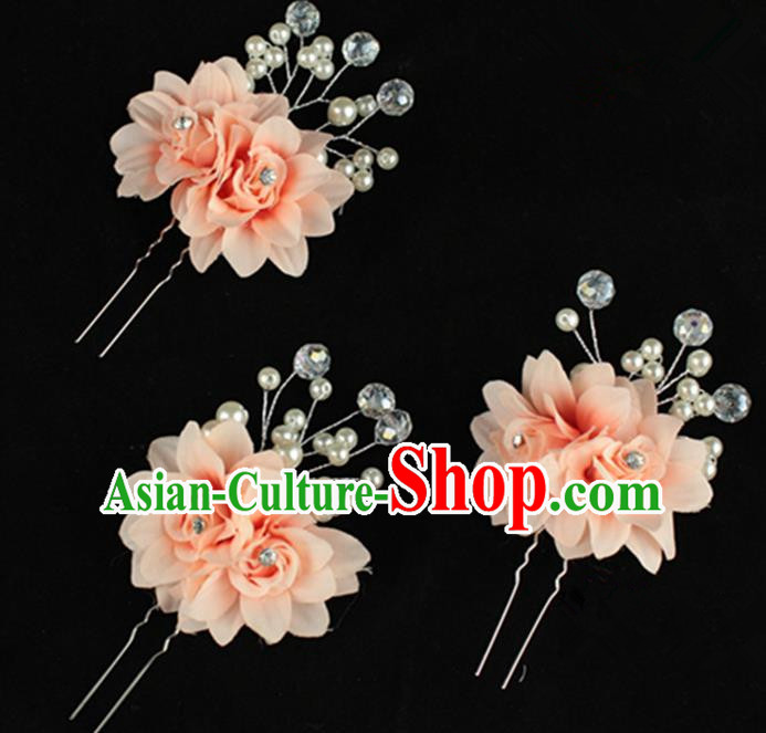 Traditional Chinese Handmade Hair Accessories Pink Flowers Hairpins for Women