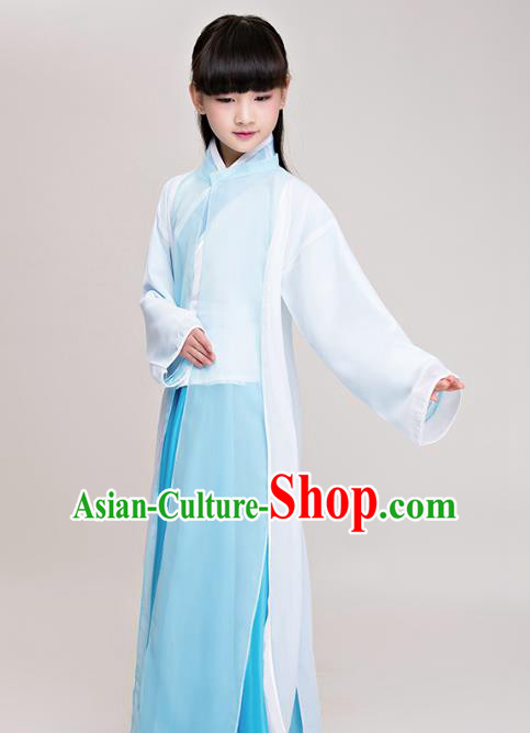 Traditional Chinese Han Dynasty Scholar Costume, China Ancient Palace Lady Clothing for Kids