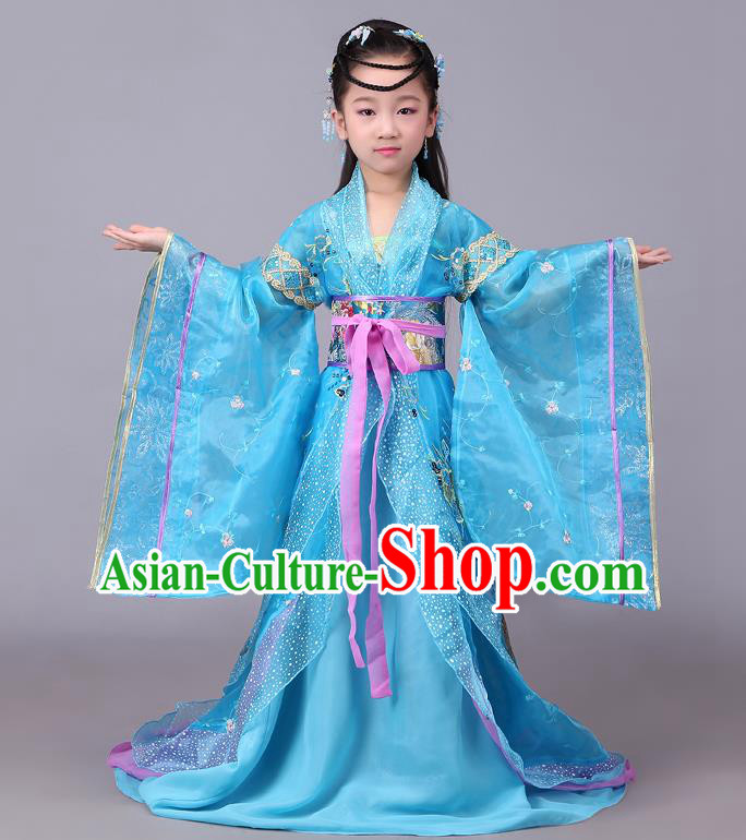 Traditional Chinese Tang Dynasty Palace Lady Costume, China Ancient Imperial Consort Embroidered Hanfu Clothing for Kids