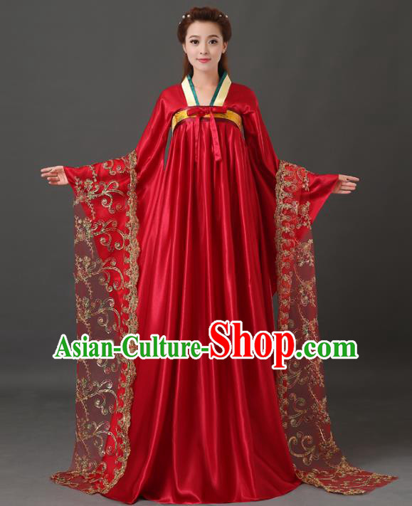 Chinese Traditional Ancient Imperial Consort Costume, China Tang Dynasty Palace Lady Embroidered Clothing for Women