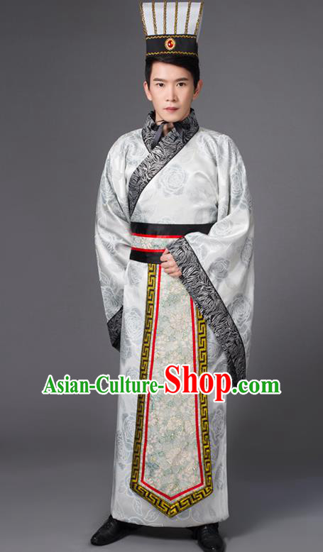 Traditional Chinese Han Dynasty Minister Costume, China Ancient Chancellor Hanfu Robe Clothing for Men