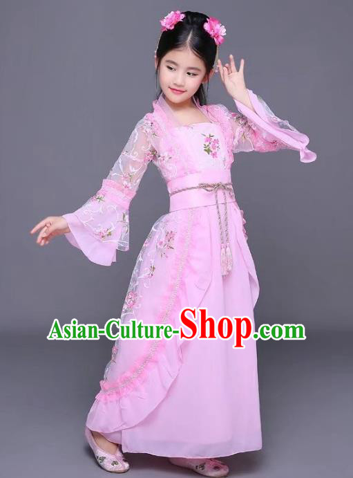 Traditional Ancient Chinese Tang Dynasty Empress Costume, China Ancient Imperial Consort Embroidered Trailing Clothing for Kids