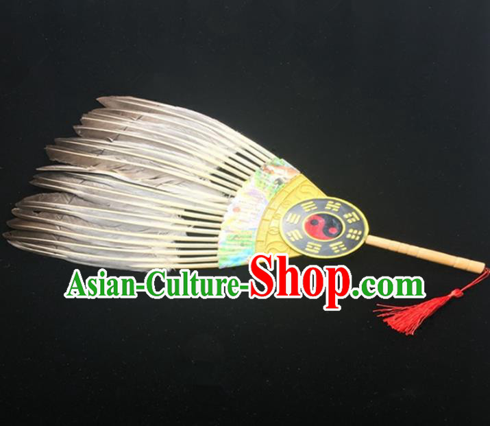 Traditional Handmade Chinese Feather Fans Zhuge Liang Fan for Men