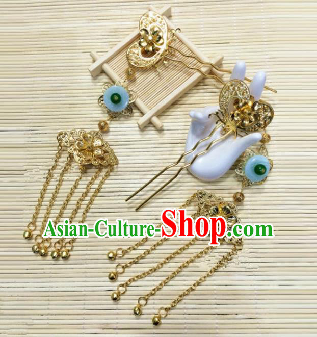 Traditional Handmade Chinese Classical Hair Accessories Hanfu Hairpins Tassel Step Shake Headwear for Women