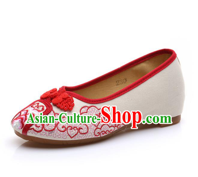 Traditional Chinese National Embroidered Red Shoes, China Princess Embroidery Shoes for Women