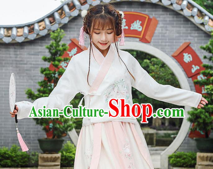 Traditional Chinese National Costume Hanfu Slant Opening Embroidery Blouse, China Tang Suit Cheongsam Upper Outer Garment Shirt for Women