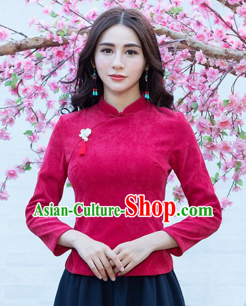 Traditional Chinese National Costume Hanfu Qipao Shirts, China Tang Suit Cheongsam Blouse for Women