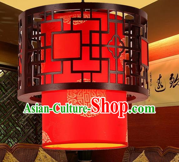 Traditional Chinese Handmade Wood Lantern Red Sheepskin Palace Lantern China Ceiling Palace Lamp