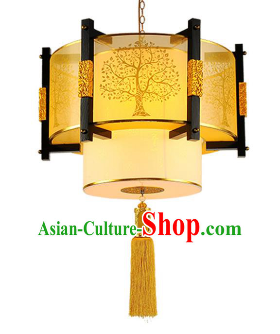 Traditional Chinese Handmade Wood Carving Sheepskin Lantern Classical Palace Lantern China Ceiling Palace Lamp