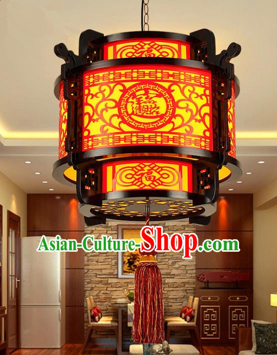 Traditional Chinese Handmade Lantern Classical Wood Carving Palace Lantern China Ceiling Palace Lamp