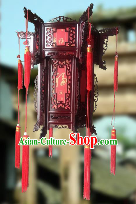 Traditional Chinese Handmade Hexagon Lantern Classical Wood Palace Lantern China Ceiling Palace Lamp