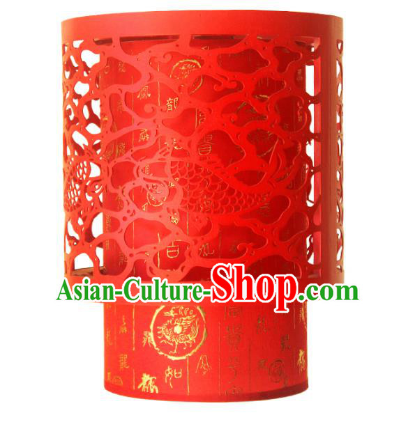 Traditional Chinese Handmade Wood Carving Red Ceiling Lantern Classical Palace Lantern China Palace Lamp