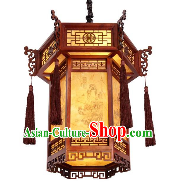 Traditional Chinese Handmade Ceiling Sheepskin Lantern Classical Wood Palace Lantern China Palace Lamp