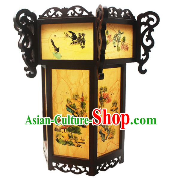 Traditional Chinese Handmade Sheepskin Ceiling Lantern Classical Hexagon Palace Lantern China Palace Lamp