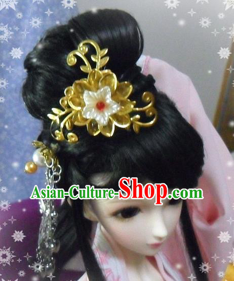 Traditional Handmade Chinese Ancient Tang Dynasty Palace Lady Princess Hair Accessories and Wig Sheath for Women