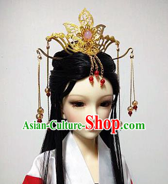 Traditional Handmade Chinese Tang Dynasty Imperial Consort Wig Sheath and Hair Accessories Headwear for Women