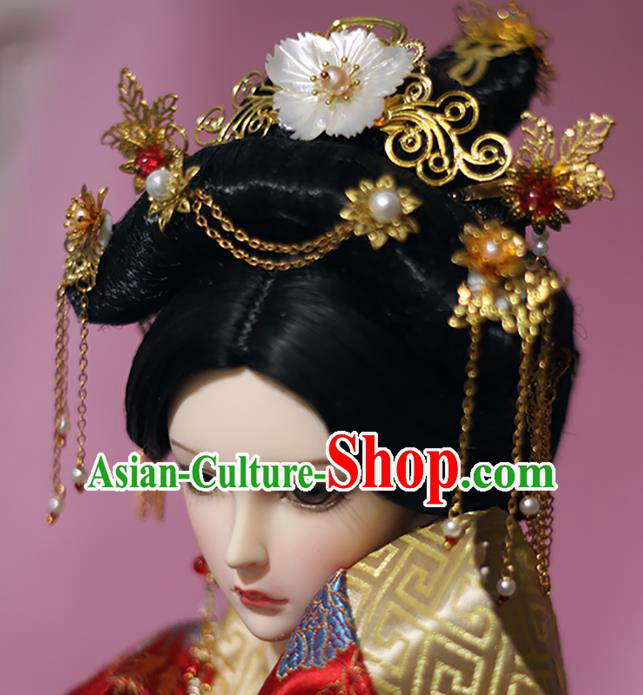 Traditional Handmade Chinese Tang Dynasty Palace Lady Hair Accessories Hairpins and Wig for Women