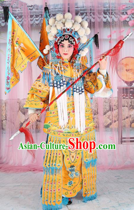 Chinese Beijing Opera Young Lady Embroidered Yellow Costume, China Peking Opera Actress Embroidery Clothing