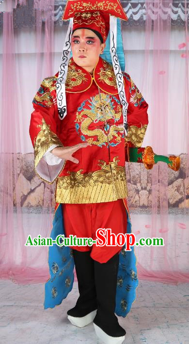 Chinese Beijing Opera Takefu Costume Red Embroidered Robe, China Peking Opera Imperial Bodyguard Embroidery Gwanbok Clothing