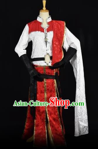 Traditional Chinese Ancient Swordsman Embroidered Costume Han Dynasty Kawaler Clothing for Men