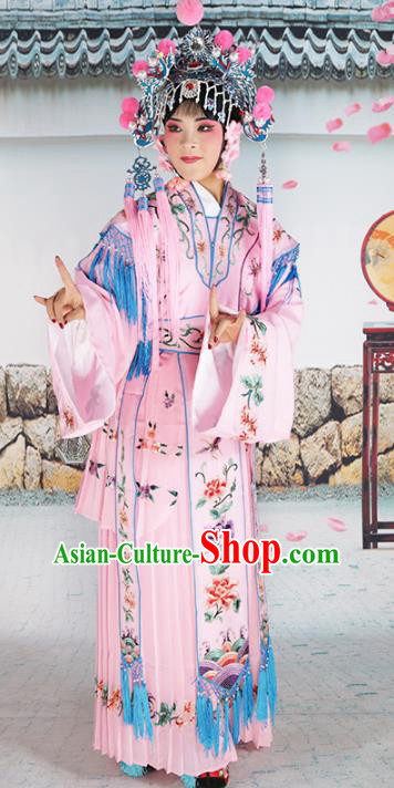 Chinese Beijing Opera Princess Pink Embroidered Costume, China Peking Opera Actress Embroidery Clothing