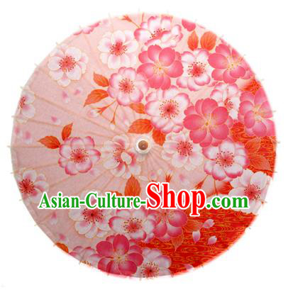 Asian China Dance Umbrella Handmade Classical Printing Flowers Oil-paper Umbrellas Stage Performance Pink Umbrella