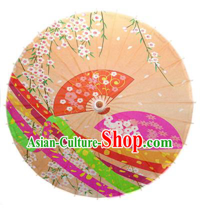 Asian China Dance Umbrella Handmade Classical Printing Flowers Yellow Oil-paper Umbrellas Stage Performance Umbrella