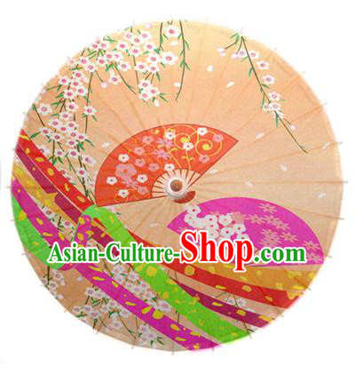 Asian China Dance Umbrella Handmade Classical Printing Flowers Yellow Oil-paper Umbrellas Stage Performance Umbrella