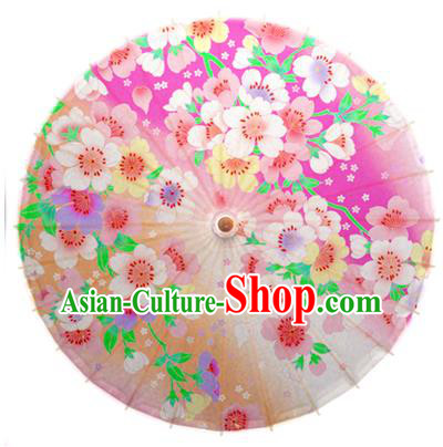 Asian China Dance Umbrella Handmade Classical Printing Flowers Pink Oil-paper Umbrellas Stage Performance Umbrella