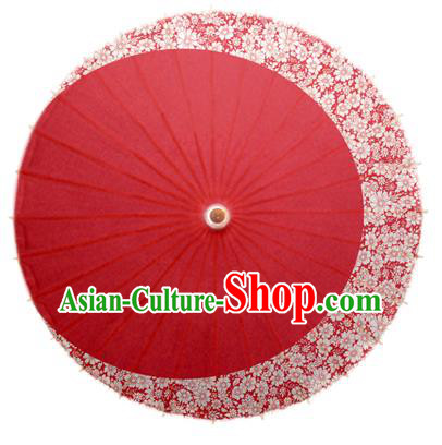 Asian China Dance Umbrella Stage Performance Umbrella Handmade Printing Flowers Red Oil-paper Umbrellas