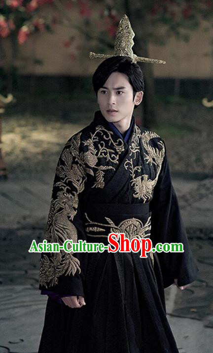 Traditional Chinese Ancient Qin Dynasty Prince Embroidered Costume for Men