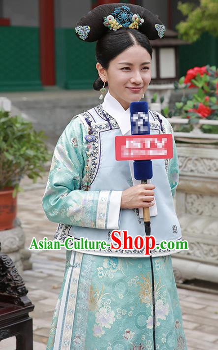 Traditional Chinese Ancient Qing Dynasty Manchu Palace Lady Embroidered Costume