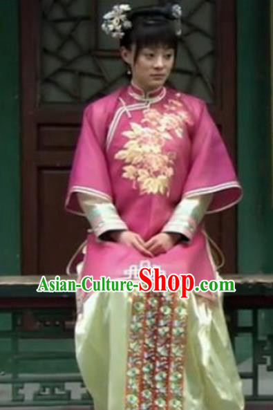 Traditional Chinese Ancient Qing Dynasty Manchu Lady Imperial Consort Embroidered Costume