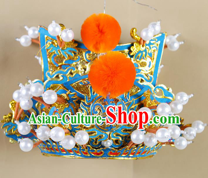 Chinese Beijing Opera Takefu Headpiece, China Peking Opera General Helmet Hats