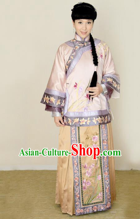 Traditional Chinese Ancient Qing Dynasty Embroidered Xiuhe Suit Young Mistress Costume