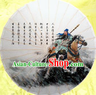 Asian China Dance Handmade Umbrella Stage Performance Props Red Umbrella Painting Guan Yu Oil-paper Umbrellas