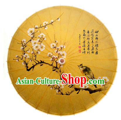 China Traditional Dance Handmade Umbrella Painting Bird Plum Blossom Oil-paper Umbrella Stage Performance Props Umbrellas