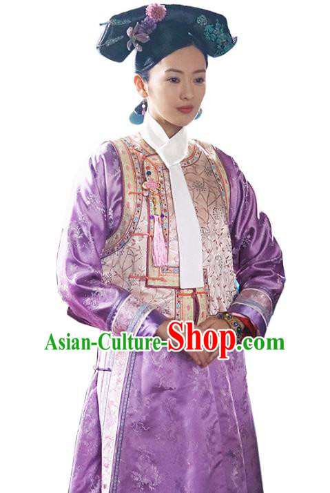 Traditional Chinese Ancient Qing Dynasty Palace Lady Manchu Imperial Concubine Embroidered Costume for Women