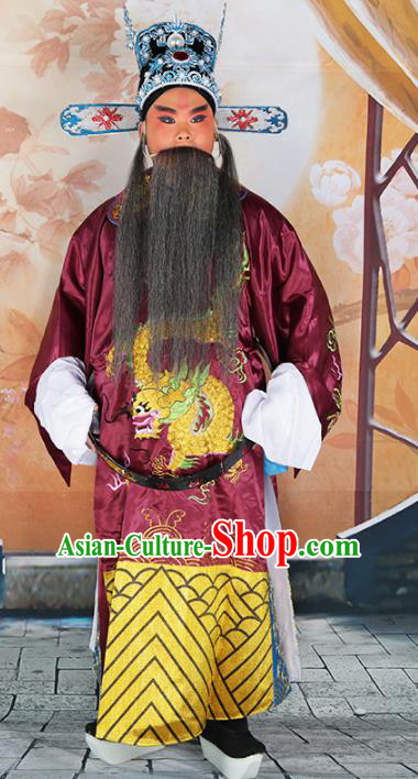 Chinese Beijing Opera Prime Minister Costume Embroidered Robe, China Peking Opera Officer Embroidery Clothing