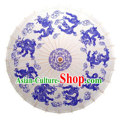 China Traditional Dance Handmade Umbrella Painting Dragons Oil-paper Umbrella Stage Performance Props Umbrellas