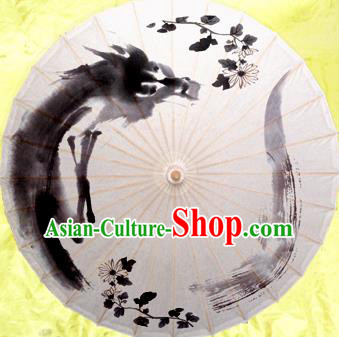 China Traditional Dance Handmade Umbrella Painting Chrysanthemum Oil-paper Umbrella Stage Performance Props Umbrellas